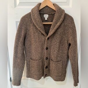 J Crew Men’s Rugged Merino Wool Blend Cardigan Sweater Marled Hazelnut Sz M